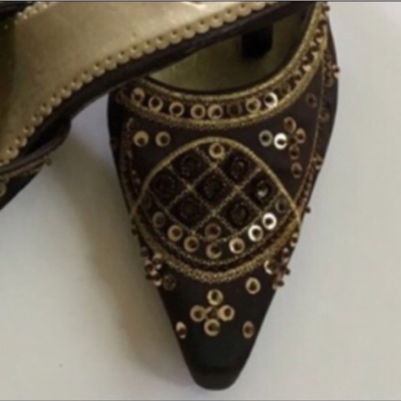 ELLE GIRL Brown Beaded Sequined Pumps - Picture 6 of 8